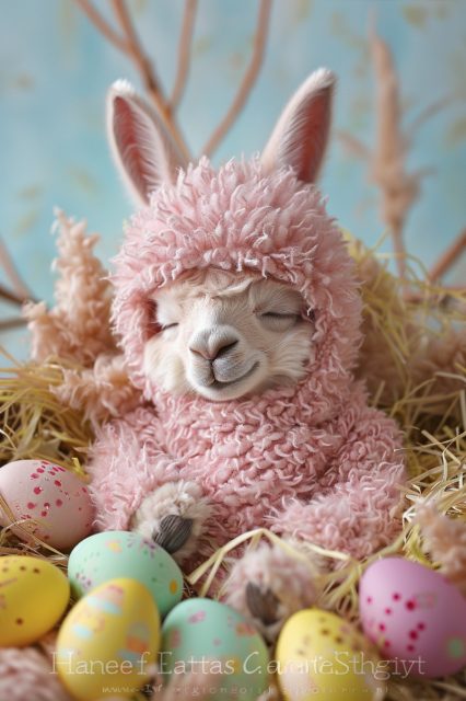 一个可爱的粉色羊驼摄影写真效果