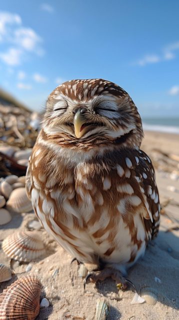 ailab.design_A_realistic_photo_of_a_super_happy_owl_on_a_sunny__68ff42f1-18a7-446d-ba6e-9edfc710f38f