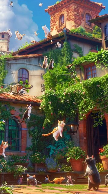 ailab.design_Bastantes_gatos_saltando._Hay_un_patio_verde_y_una_f9f56b66-511b-4a2d-8232-818d67f33c46