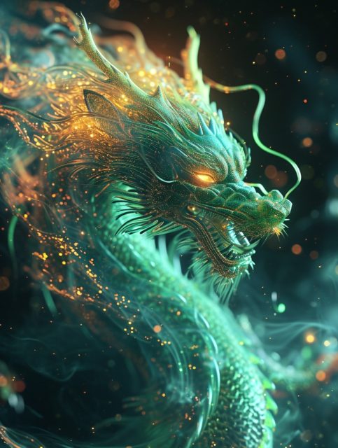 一组漂亮的粒子中国龙效果展示