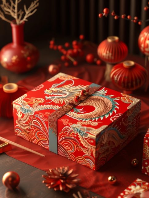 一组中国新年礼盒效果展示