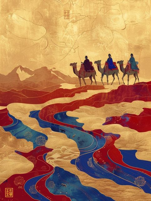 ailab.design_Dunhuang_art_style_illustration_X_a_camel_caravan__5f45b1db-33ea-4586-b03f-a13ef40785a3