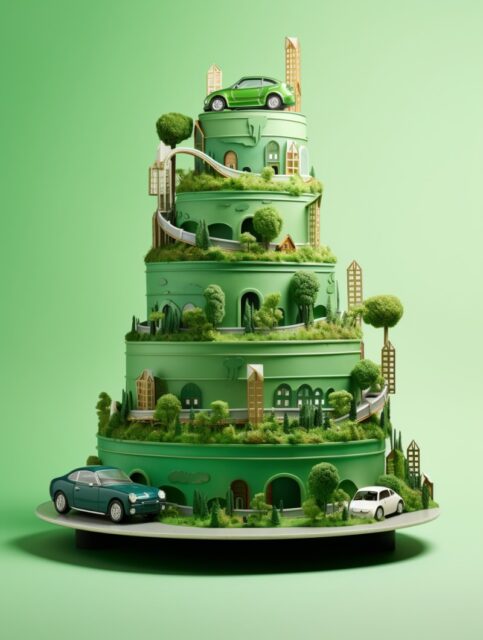 ailab.design_Five-tiered_green_cake_with_cars_driving_around_it_aa5350aa-4e09-46de-8126-1aef49351bc3