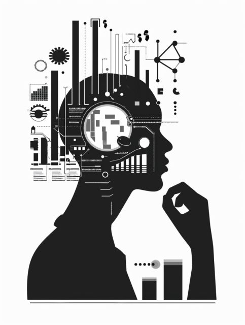 一组黑白矢量插画艺术风格效果