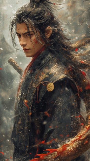 一组很酷的风格化武士效果展示