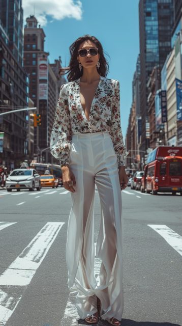 一组时尚的模特在街道上展示的效果