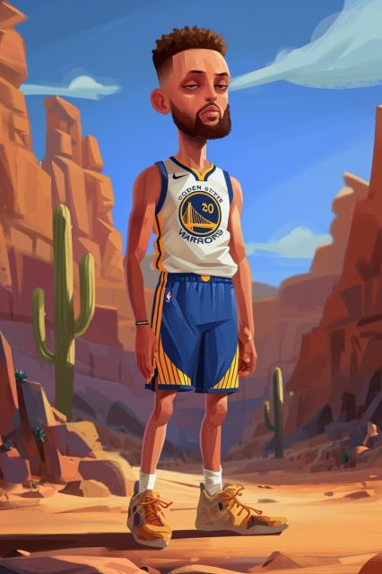 NBA库里卡通形象IP提示词效果