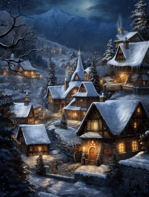 ailab.design_The_mountain_village_is_snowy_in_winter_night_view_16e1a416-5115-4a8e-b719-eaa20320016e