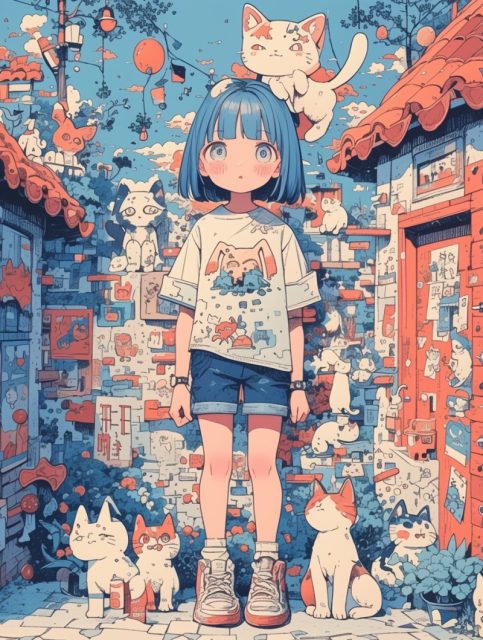 ailab.design_There_is_a_cute_little_girl_with_a_cat_standing_on_0c3e6c7c-9db1-4c7b-b3d3-1be30d3adeb0