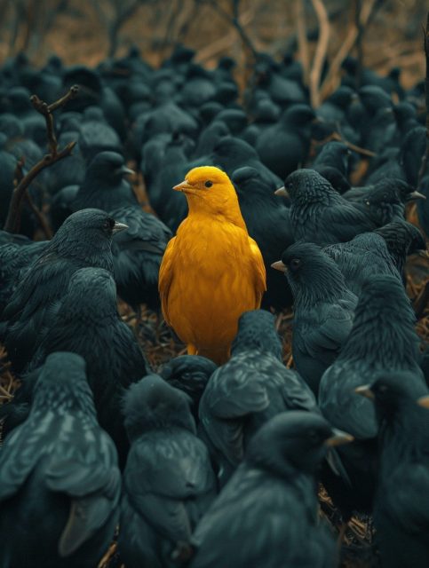 ailab.design_There_is_a_yellow_bird_in_the_middle_of_the_black__d587f356-89dc-4db2-86c6-f6fc60203de6