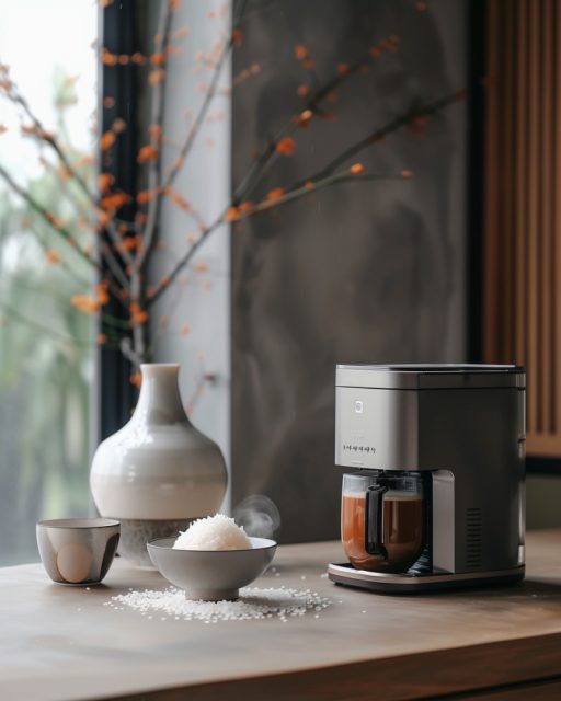 ailab.design_a_coffee_machine_next_to_a_bowl_of_rice_in_the_sty_e4eb3f12-9dbf-433b-b15d-16ac4ee8ed0c
