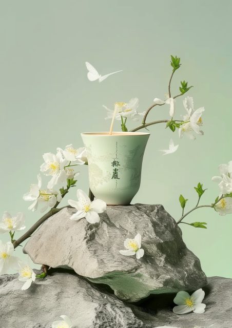 一组奶茶国风小清新风格提示词