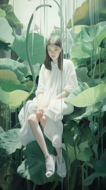 ailab.design_a_girl_sitting_on_green_lotus_leaves_in_the_style__fdb7b02a-8fd6-43f5-b7a9-74fd7f3c33b6