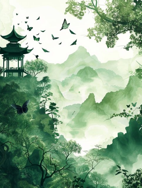 ailab.design_a_landscape_with_pagoda_bird_butterflies_trees_and_5e264899-939f-4e51-9fb9-0be3fd41e2ce