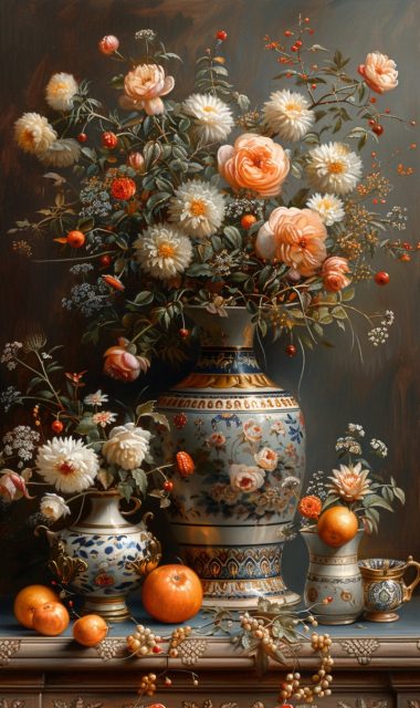 ailab.design_a_painting_of_gold_and_silver_pots_and_mugs_on_a_b_def913eb-6ebc-44ab-9149-902c30be9f6c