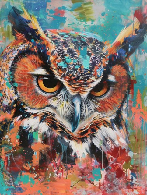 一组风格化猫头鹰效果展示