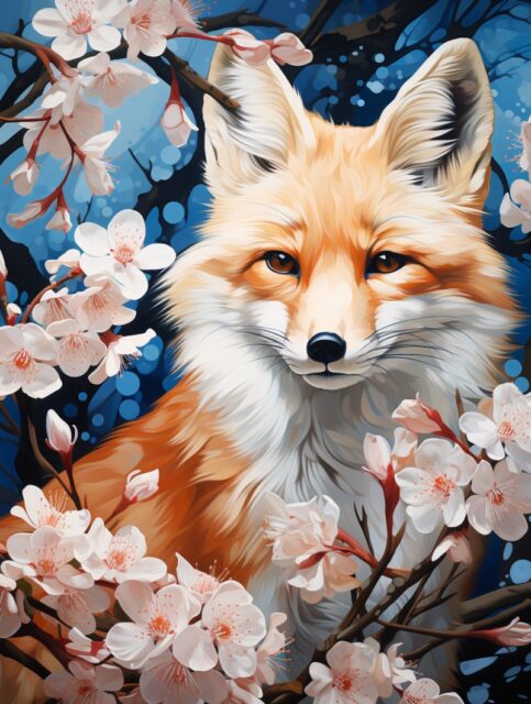 ailab.design_an_illustration_of_a_fox_with_blue_flowers_in_the__b775b24b-56bc-4e81-8efc-ee2eb82aeaf6