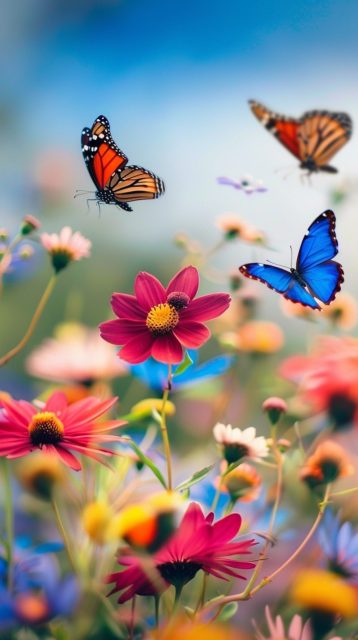 一组漂亮的蝴蝶场景提示词