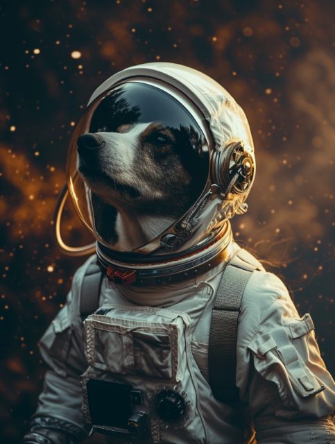 一组非常可爱的小狗宇航员效果