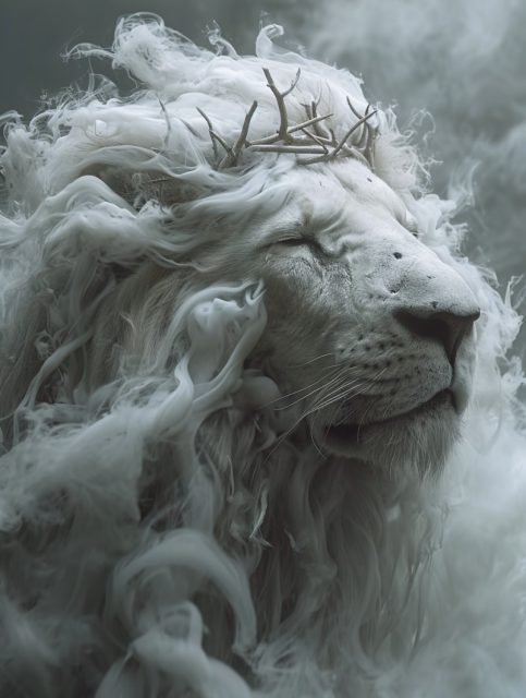 ailab.design_close-up_lowered_head_crown_of_thorns_around_lion__00910429-39d9-4617-b3ab-3b1359720576