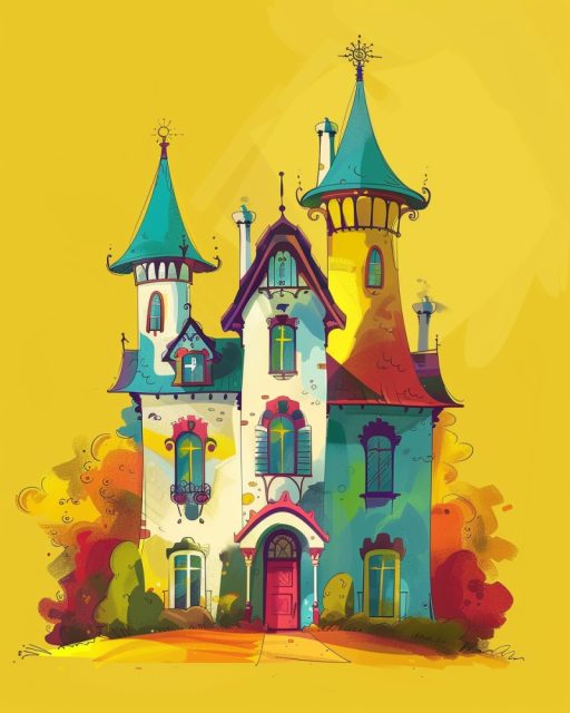 一组插画场景提示词效果图