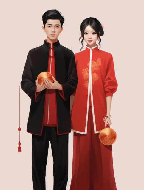 一对中国情侣肖像效果图展示