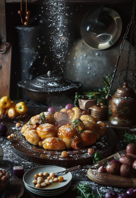 一组非常丰富的食物大餐摄影效果