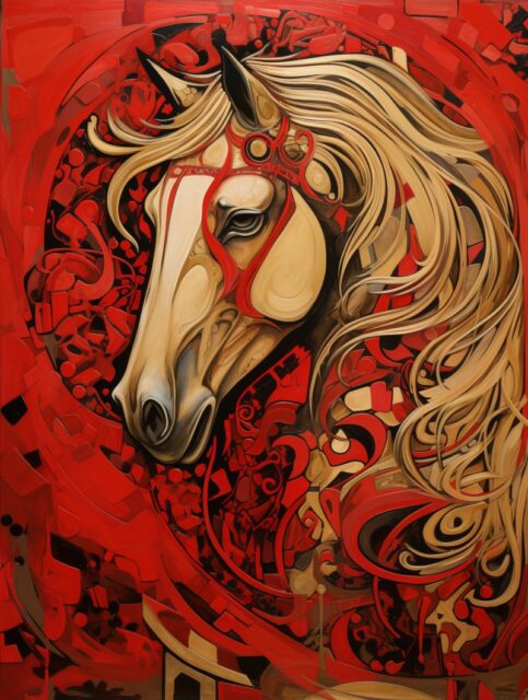 一组艺术感很强的马插画效果展示