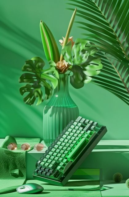 ailab.design_green_keyboard_and_mouse_with_vase_on_it_in_the_st_f42992dd-5c76-4106-98c2-e5d6080ef086