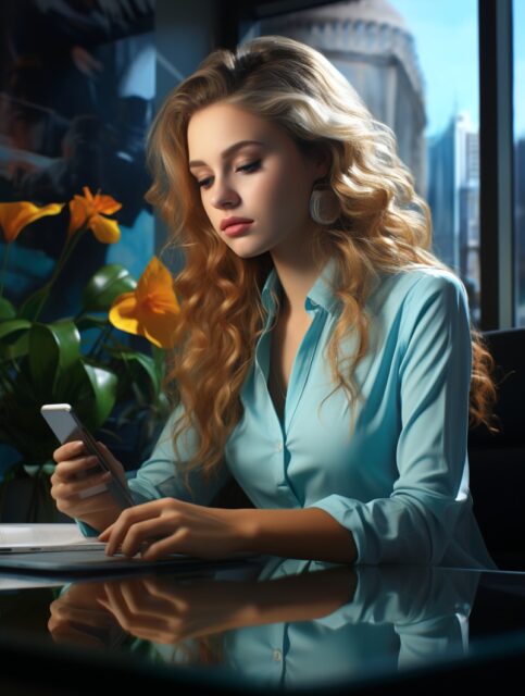 ailab.design_hyper_realistic_beautiful_woman_at_Iphone_in_boss__0ce0f7a9-6fb4-4afc-8b24-4e5d2bd17b4a