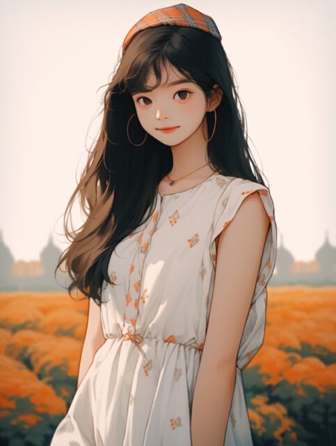 一组可爱的矢量插画女孩效果