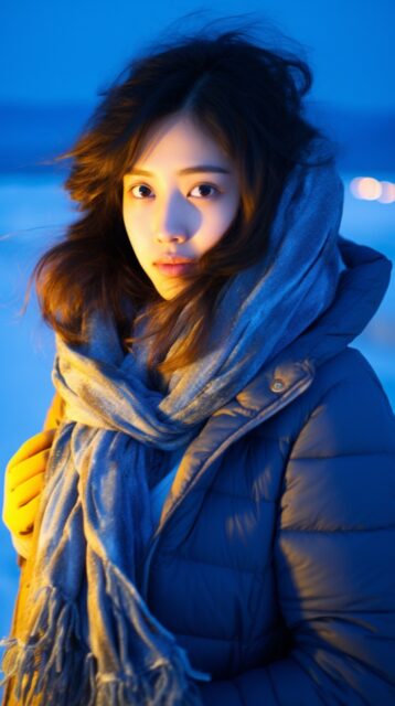 冬季海边的女孩效果展示