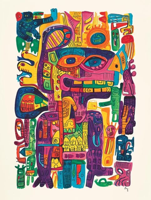 玛雅涂鸦艺术的插画效果展示