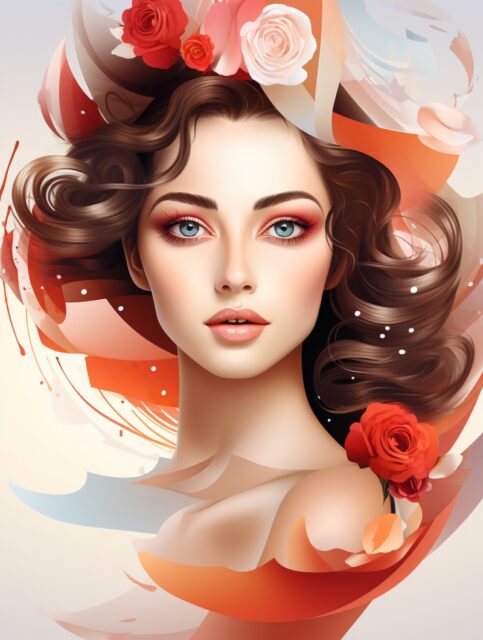 一组女性美妆创意提示词效果