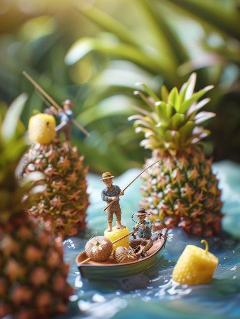 一组菠萝微景观效果摄影展示