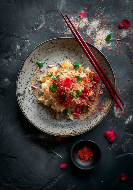 一组中国喜庆风格食物效果展示