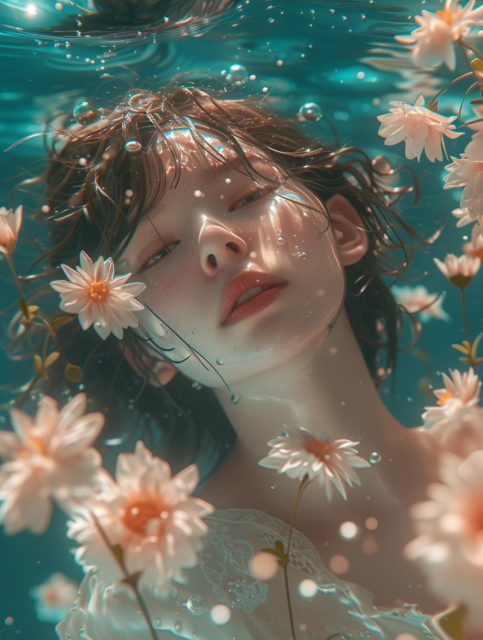 在水里摄影的写真效果展示