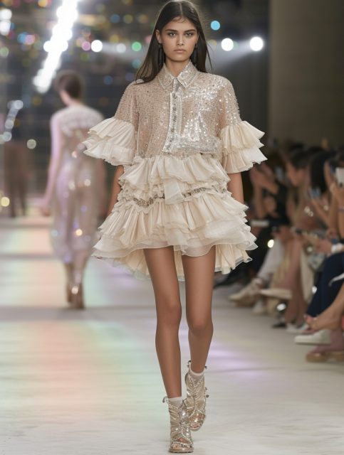 一组春季服装时尚走秀摄影效果展示