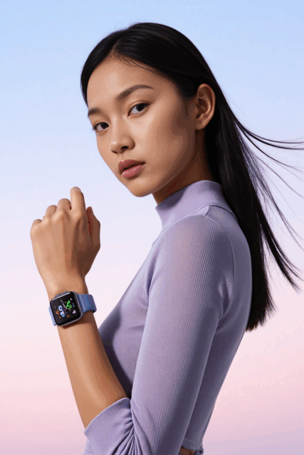 一组iphone手表展示模特效果
